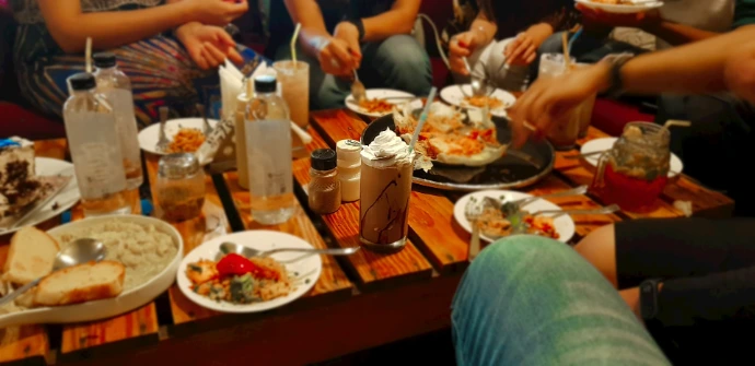 food on wooden table